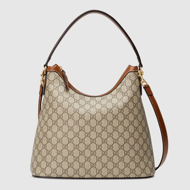 Real Gucci GG Beige GG Canvas Supreme Hobo Bag 414930